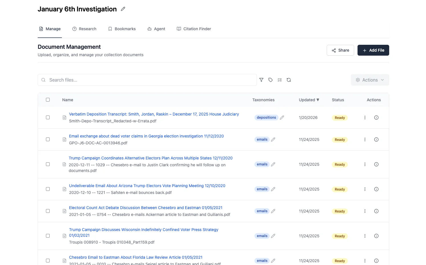 Sourcebase collection management